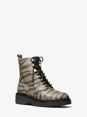 40F2HSFE7B - Haskell Animal Print Logo Canvas Boot OLIVE