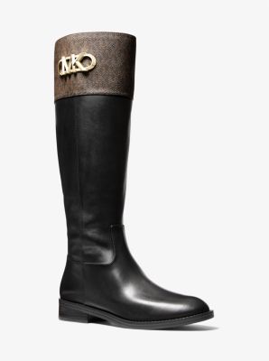 40F2PKFB6L - Parker Logo and Leather Boot BLK/BROWN