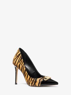 40F2PKHP1H - Parker Tiger Print Calf Hair and Leather Pump MARIGOLD