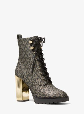 40F2POHE5B - Porter Logo Lace-Up Boot BLACK/GOLD