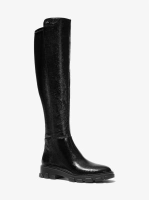 40F2RIFB5B - Crackled Faux Patent Leather Boot BLACK
