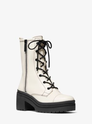 40F9ANME5L - Anaka Leather Combat Boot LT CREAM