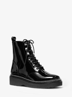 40F9HSFE5A - Haskell Patent Leather Combat Boot BLACK