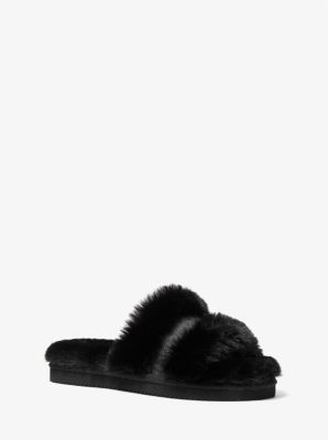 40R2SCFP3D - Scarlett Faux Fur Slide Sandal BLACK