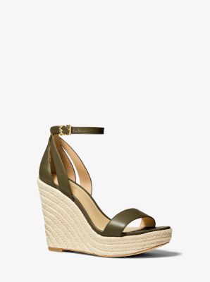 40S1KBHS2L - Kimberly Leather Wedge Sandal OLIVE