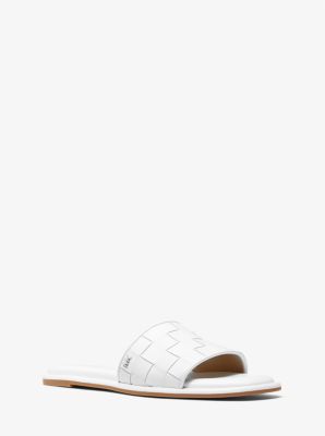 40S3HAFA2L - Hayworth Woven Leather Slide Sandal OPTIC WHITE