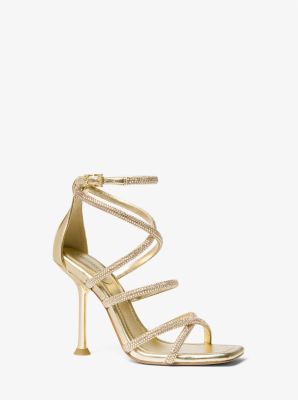 40S3IMHS1S - Imani Embellished Metallic Faux Suede Sandal PALE GOLD