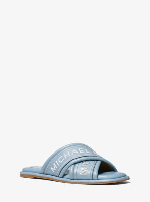 40T2GDFA1L - Gideon Embellished Faux Leather Slide Sandal CHAMBRAY