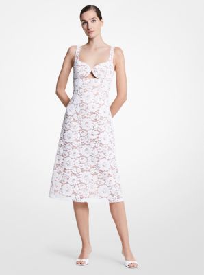 425AKU585 - Cutout Floral Lace Sheath Dress CLOUD