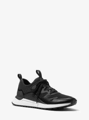 42F0NOFS3D - Nolan Mesh and Rubberized Leather Trainer BLACK/WHITE