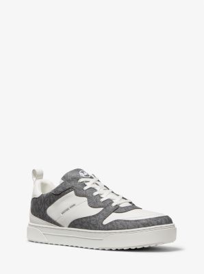 42F1BAFS1L - Baxter Logo and Leather Sneaker WHITE/GREYHOUND