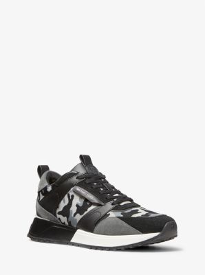 42F1THFS3D - Theo Camouflage Mesh and Suede Trainer BLACK/GREY