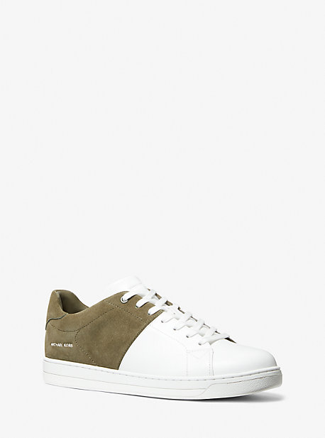 42R2CAFS1L - Caspian Two-Tone Leather and Suede Sneaker OLIVE