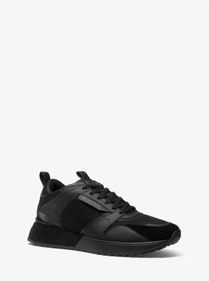 42R2THFS5D - Theo Leather and Mesh Trainer BLACK