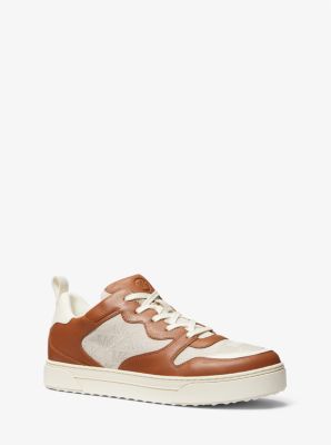 42S3BAFS1Y - Baxter Logo Jacquard and Leather Sneaker NATURAL