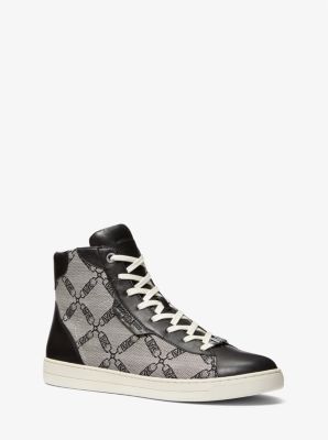 42S3KEFP5Y - Keating Empire Logo Jacquard and Leather High-Top Sneakers BLACK
