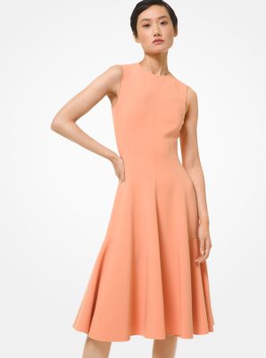 430DKS001 - Double Face Stretch Wool Crepe Sheath Dress CORAL