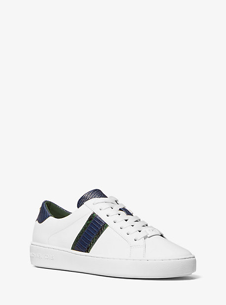 43F0IRFP6L - Irving Leather and Embossed Stripe Sneaker  OPWHT MULTI
