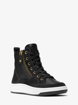 43F0SHFE6L - Shea Leather and Suede High Top Sneaker BLACK