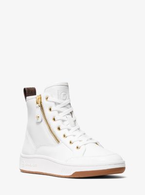 43F0SHFE7L - Shea Logo and Leather High Top Sneaker OPTIC WHITE
