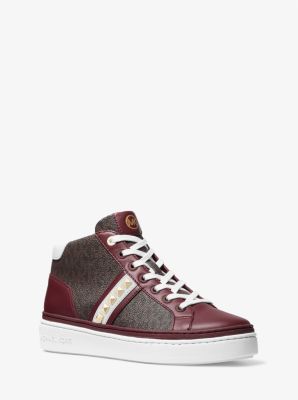 43F1CHFS3L - Chapman Studded Leather and Logo High-Top Sneaker DARK BERRY