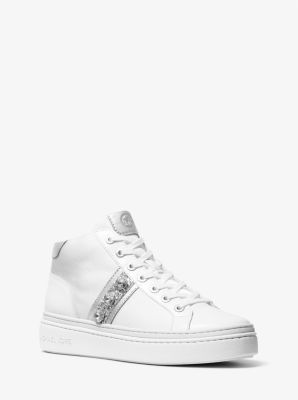 43F1CHFS6L - Chapman Embellished Leather and Canvas High-Top Sneaker OPTIC WHITE
