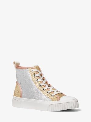 43R2GTFE5D - Gertie Two-Tone Sequined Canvas High-Top Sneaker LIGHT SLATE