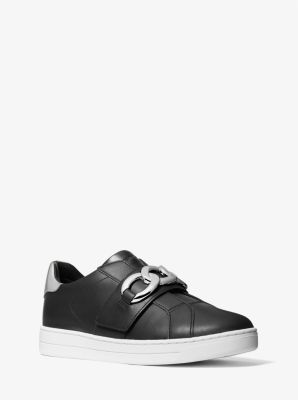 43S1KNFS2L - Kenna Chain Link Leather Sneaker BLACK/SILVER