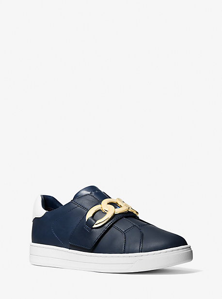 43S1KNFS4L - Kenna Chain Link Two-Tone Leather Sneaker NAVY MULTI