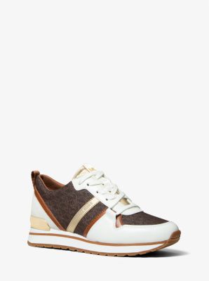 43S2DAFS1B - Dash Logo and Leather Trainer BROWN