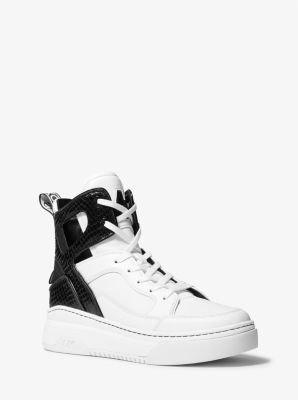 43S2MTFE5E - Matson Mixed-Media Logo Tape High-Top Sneaker OPTIC WHITE
