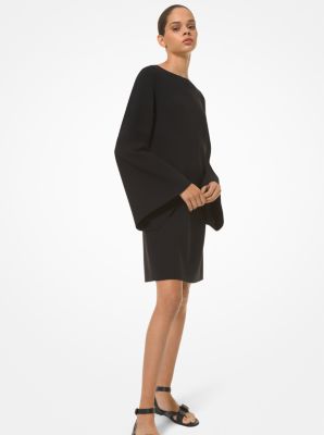 442DKS001 - Stretch Wool Kimono Sleeve Shift Dress BLACK