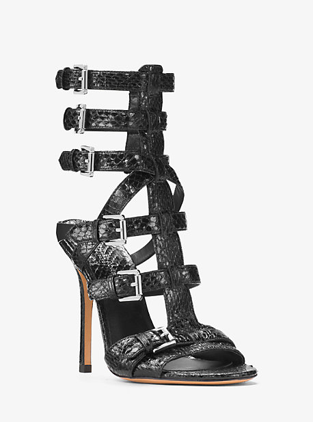 46R7MIHA1R - Ming Snakeskin Gladiator Sandal BLACK