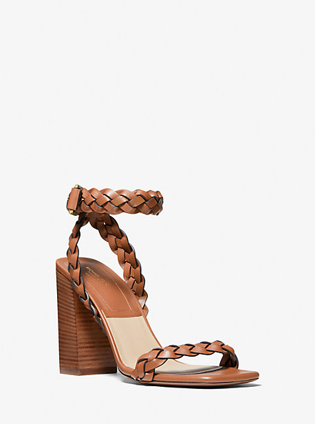 46S1PIHS1L - Pippa Woven Leather Sandal CHESTNUT