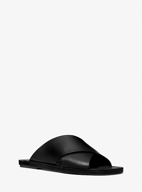 46S1RUFA1L - Ruth Leather Slide Sandal BLACK