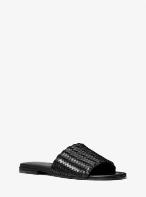 46S2GRFA1L - McGraw Woven Leather Slide Sandal BLACK