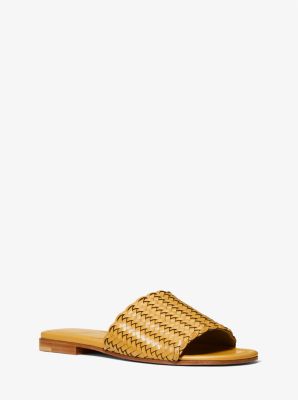 46S2GRFA1L - McGraw Woven Leather Slide Sandal PEANUT
