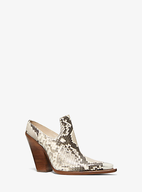 46T0KOHP1E - Kory Python-Embossed Leather Mule NATURAL