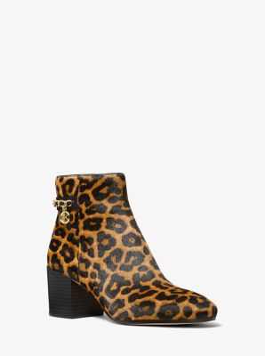 49F1ESME5H - Elsa Leopard Print Calf Hair Ankle Boot BUTTERSCOTCH