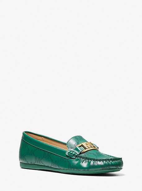 49S2CAFR1L - Camila Logo Perforated Faux Leather Moccasin JEWEL GREEN