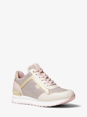 49S2MAFS3D - Maddy Leather and Glitter Chain-Mesh Trainer WHT RAINBOW