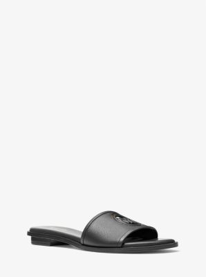 49S3DNFA1L - Deanna Cutout Leather Slide Sandal BLACK