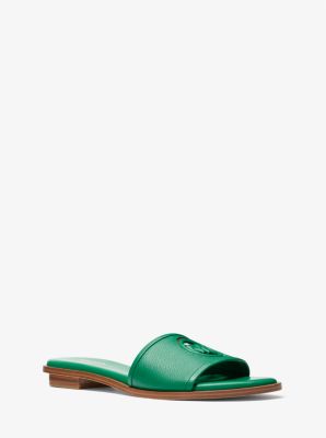 49S3DNFA1L - Deanna Cutout Leather Slide Sandal PALM GREEN
