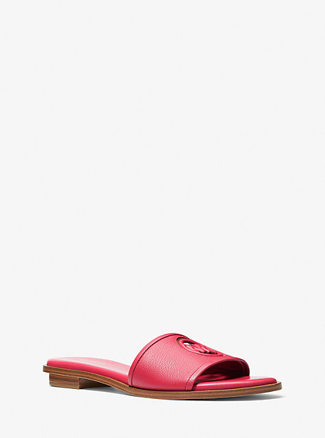49S3DNFA1L - Deanna Cutout Leather Slide Sandal CARMINE PINK