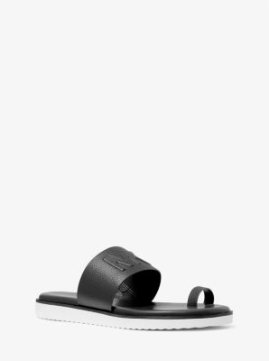 49T2RSFA1Q - Rosa Embossed Faux Leather Slide Sandal BLACK
