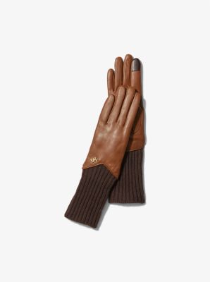 538714 - Leather and Wool Gloves LUGGAGE/CHOCOLATE