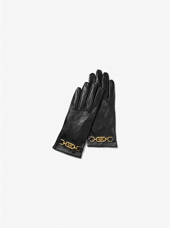 MK 538757 Logo Leather Gloves BLACK