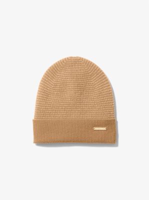 539080 - Metallic Wool Blend Beanie Hat DARK CAMEL/GOLD