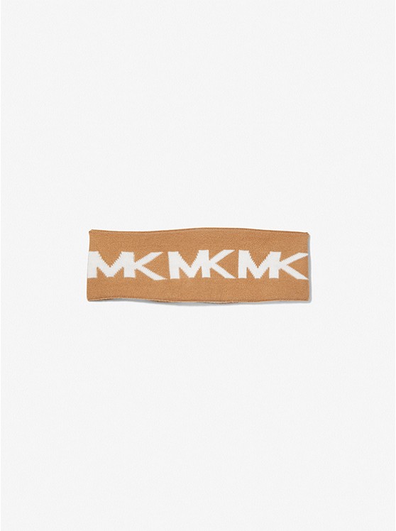 MK 539305 Logo Intarsia Knit Headband DARK CAMEL