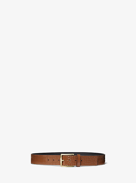 558507 - Crocodile Embossed Leather Waist Belt LUGGAGE